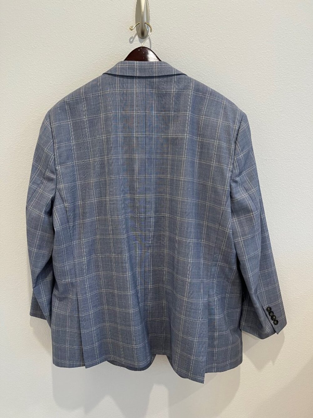 Pronto Uomo Platinum Sport Coat 52L Blue Gray Plaid Wool Blazer Two Button - Picture 4 of 4